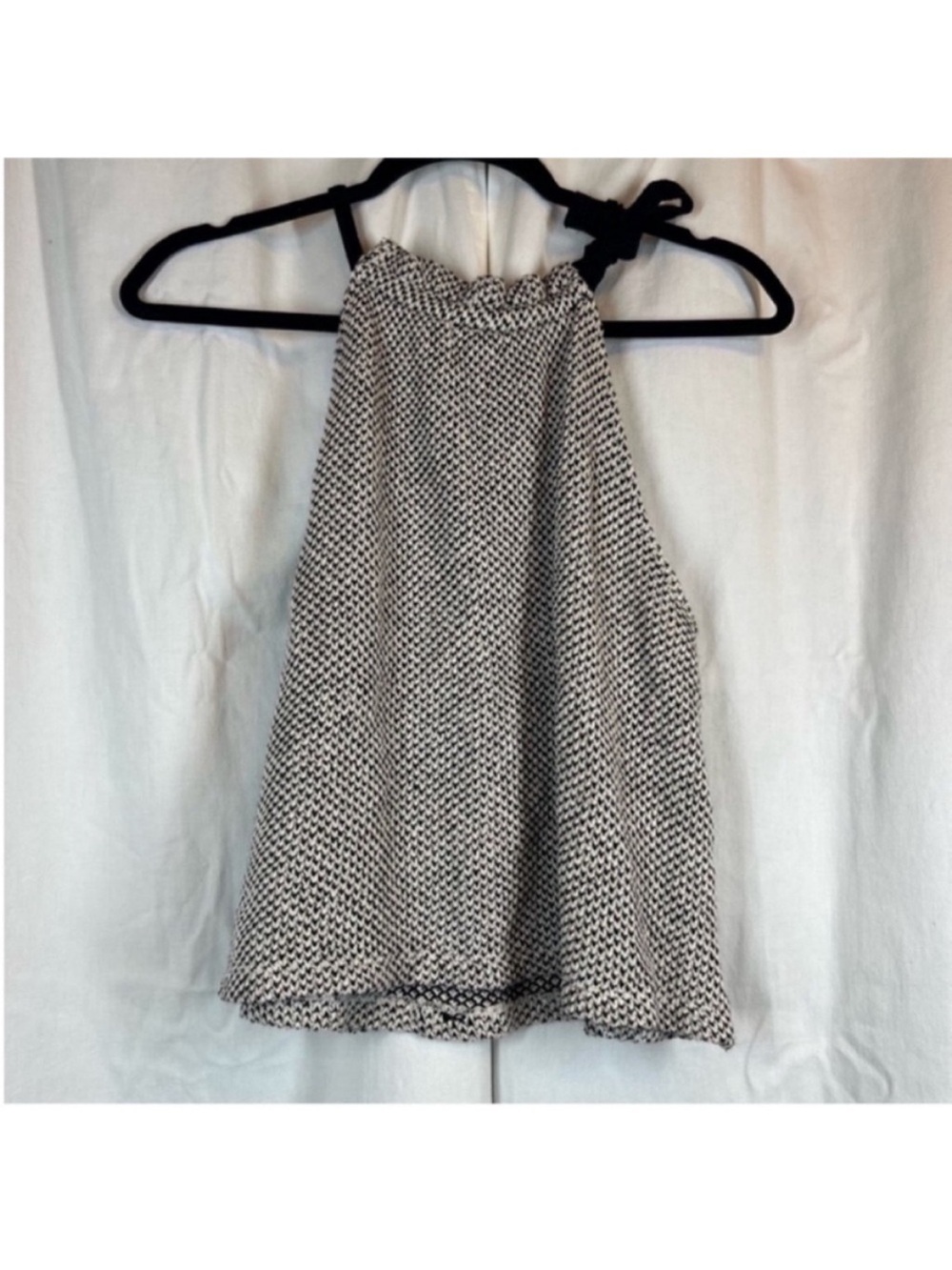 Madewell texture & thread cotton knit monochrome tie neck halter blouse
